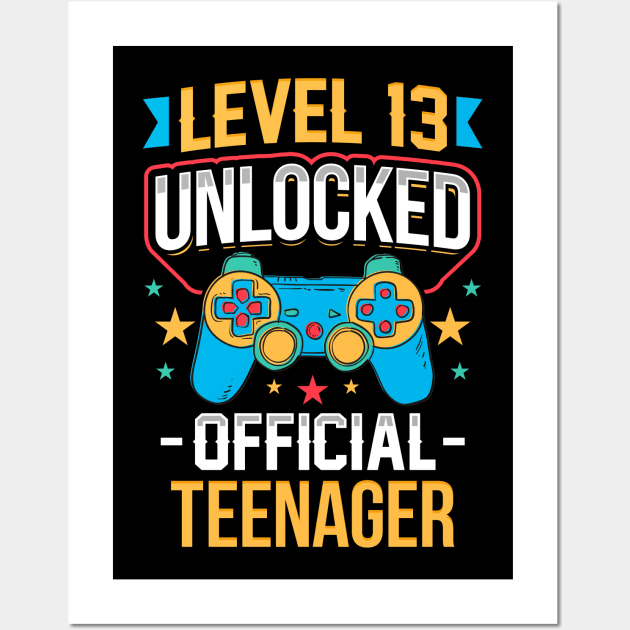 Level 13 Unlocked Official Teenager 13th Birthday Wall Art by aneisha